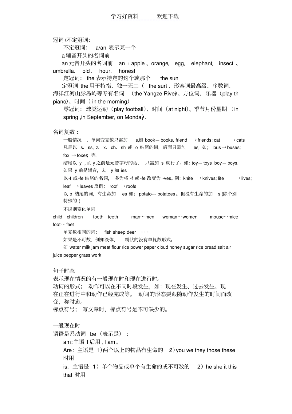 小学四年级牛津英语语法总结_第1页
