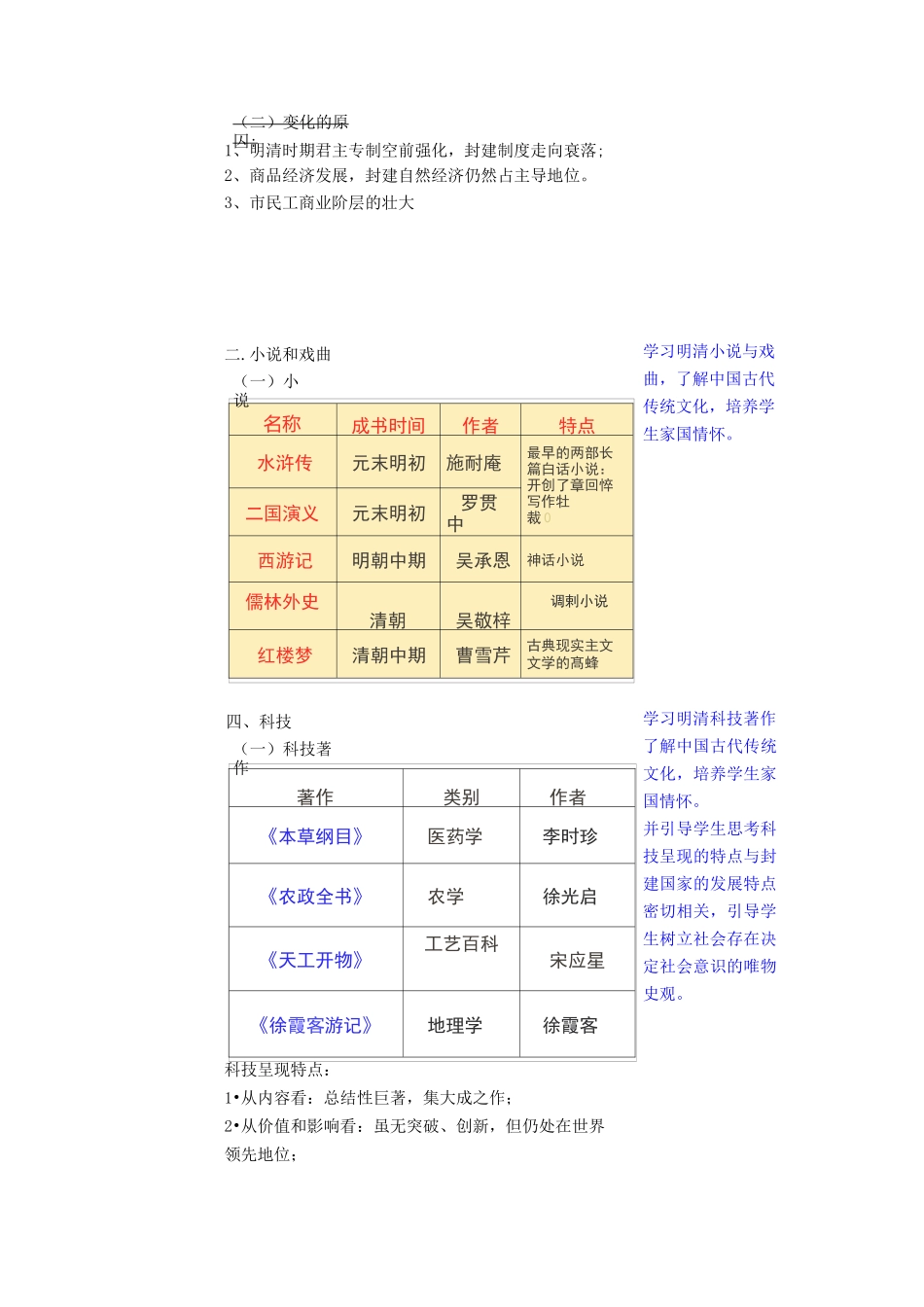 统编人教中外历史纲要上册第15课明清的经济与文化教案_第3页