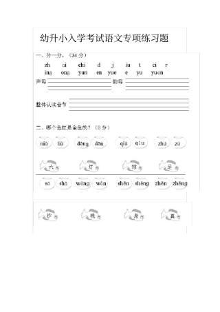 小学幼升小入学考试语文专项练习题