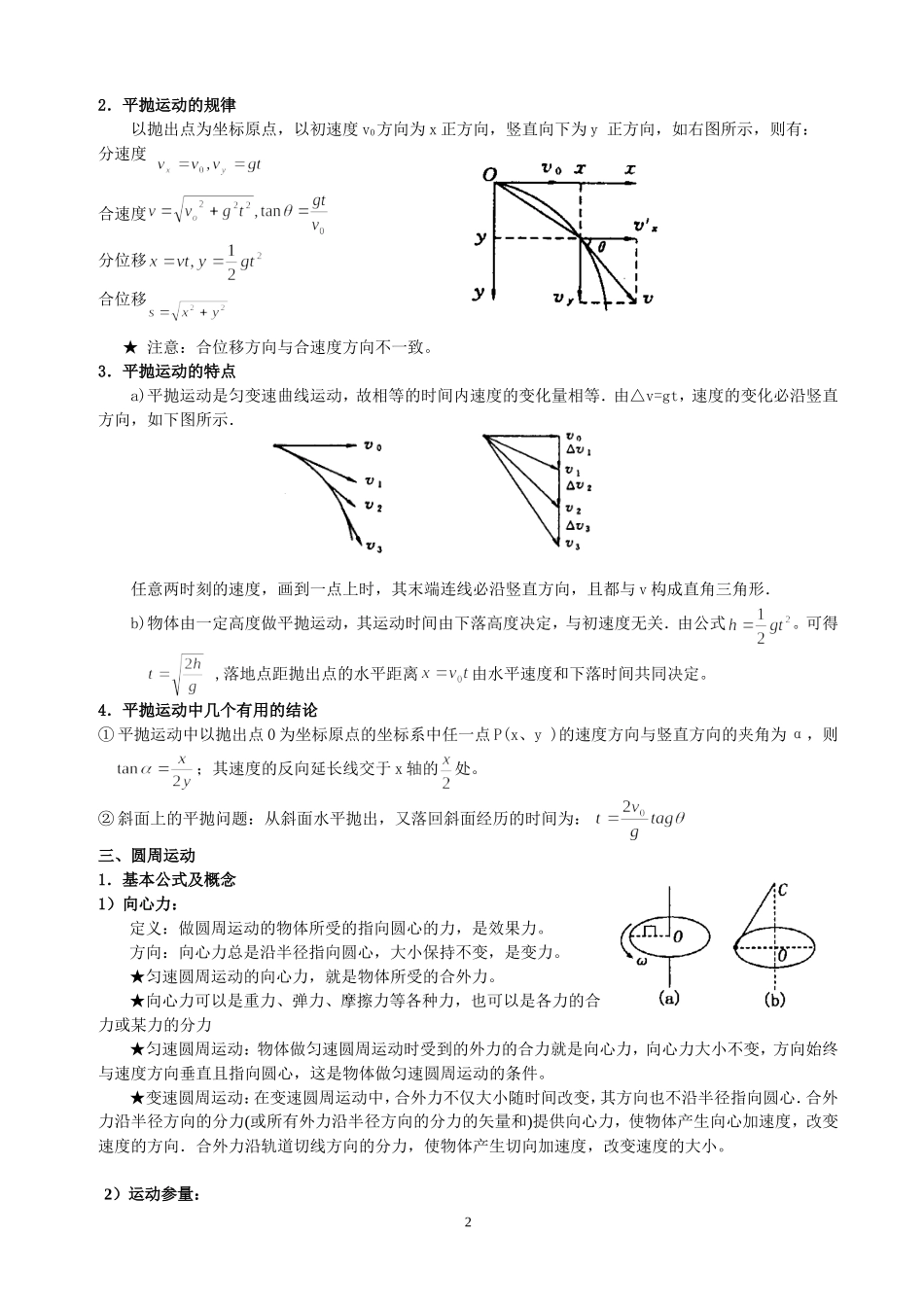 曲线运动知识点总结与经典题_第2页