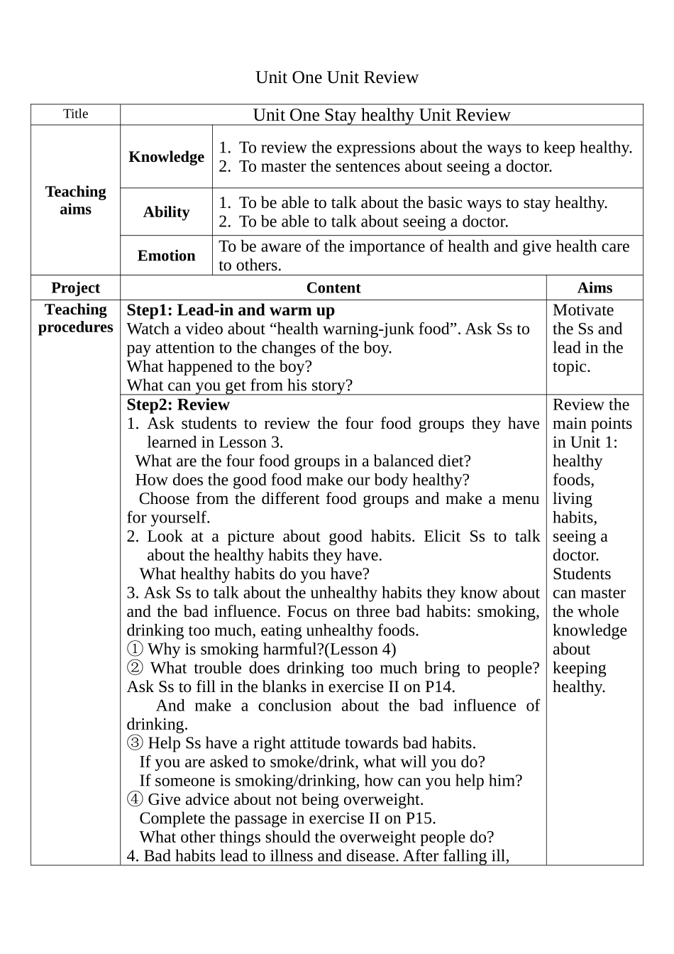 九年级第一单元UnitReview1教学设计_第1页