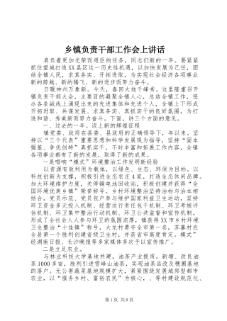 乡镇负责干部工作会上讲话发言