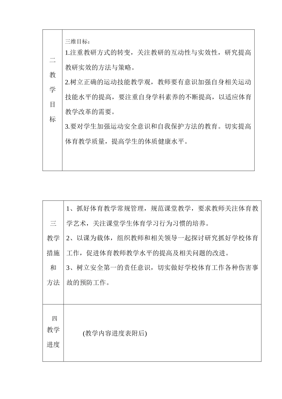 四年级体育教学计划_第3页