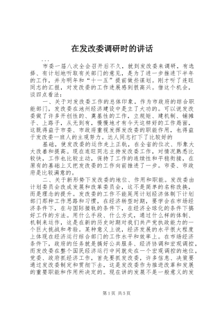 在发改委调研时的讲话发言