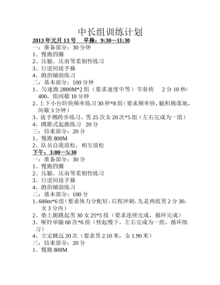 2013训练计划