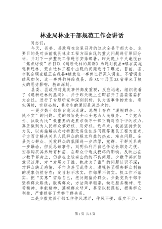 林业局林业干部规范工作会讲话发言