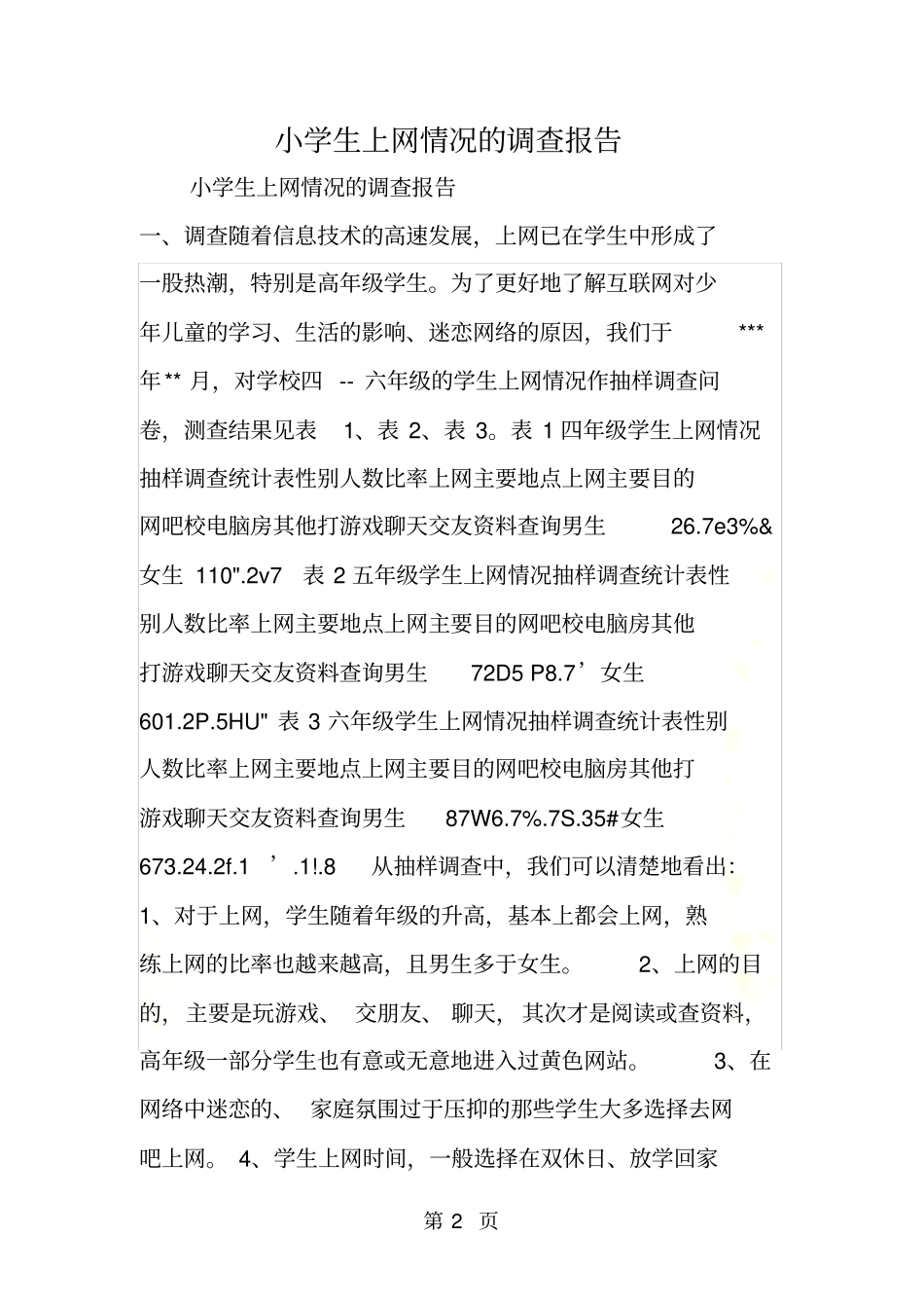 小学生上网情况的调查报告_第2页