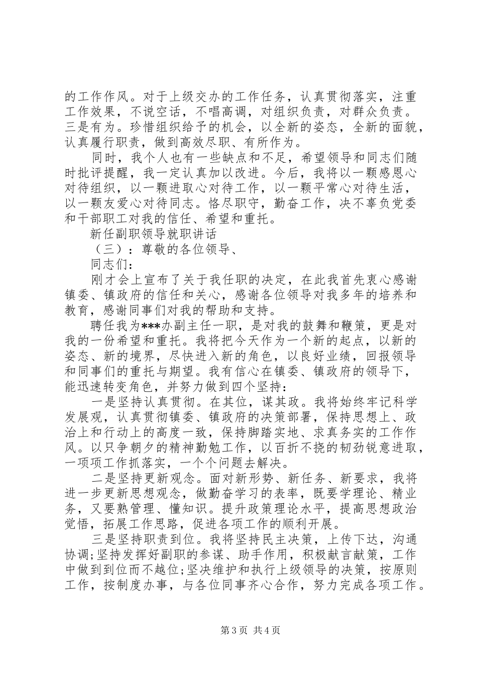 新任副职领导就职讲话发言_第3页