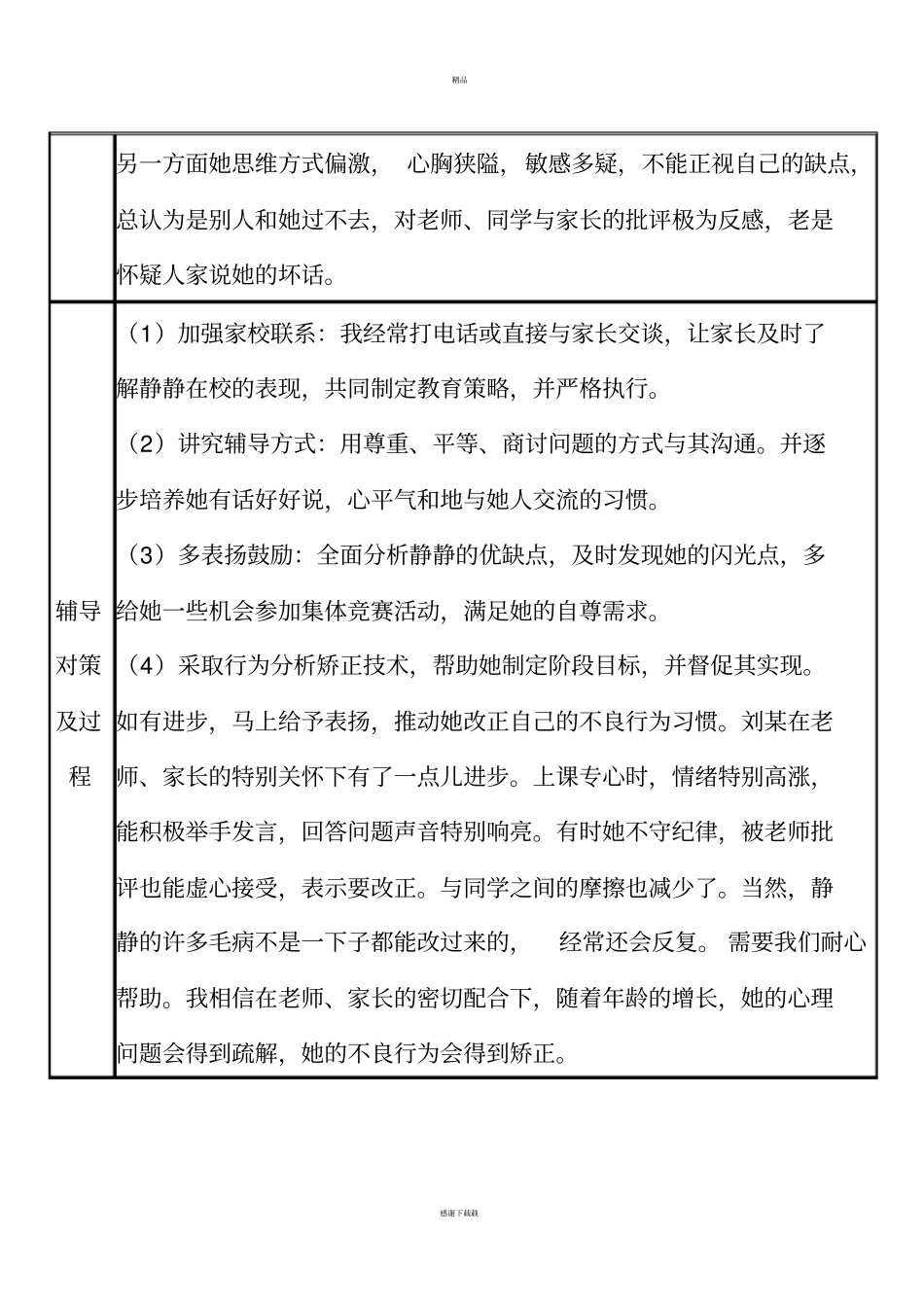 小学生心理健康教育个案矫正记录表_第2页