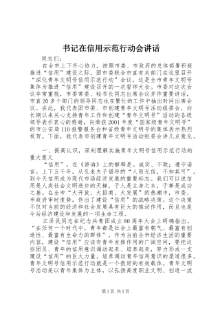 书记在信用示范行动会讲话发言