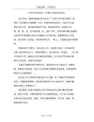 小学生科技社团车模社团活动总结