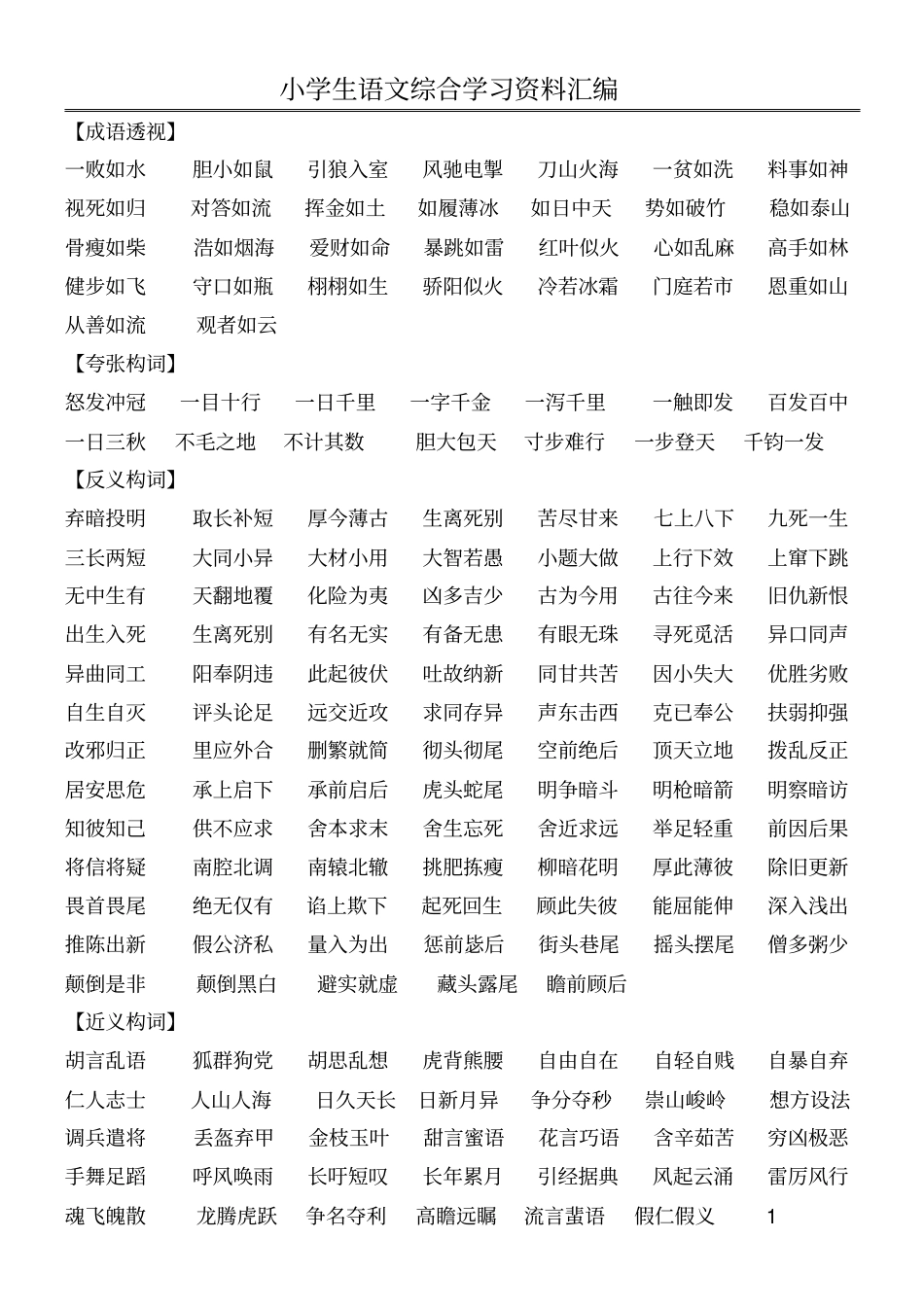 小学生语文综合学习资料汇编整理讲解_第1页