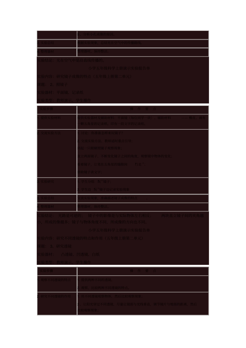 小学科学五年级演示试验报告单资料_第3页