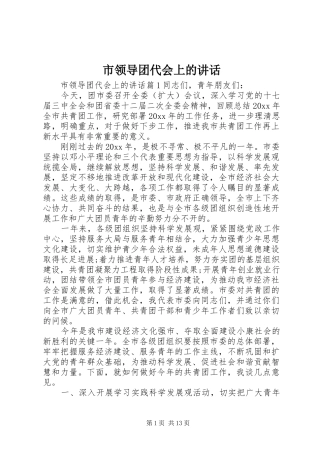 市领导团代会上的讲话发言
