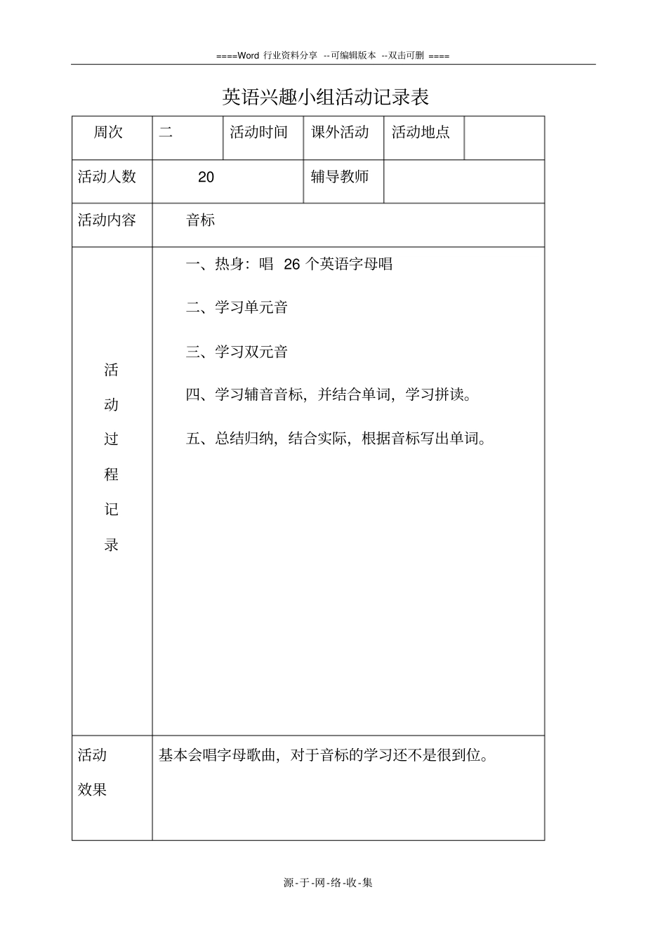 小学英语兴趣小组活动记录_第2页