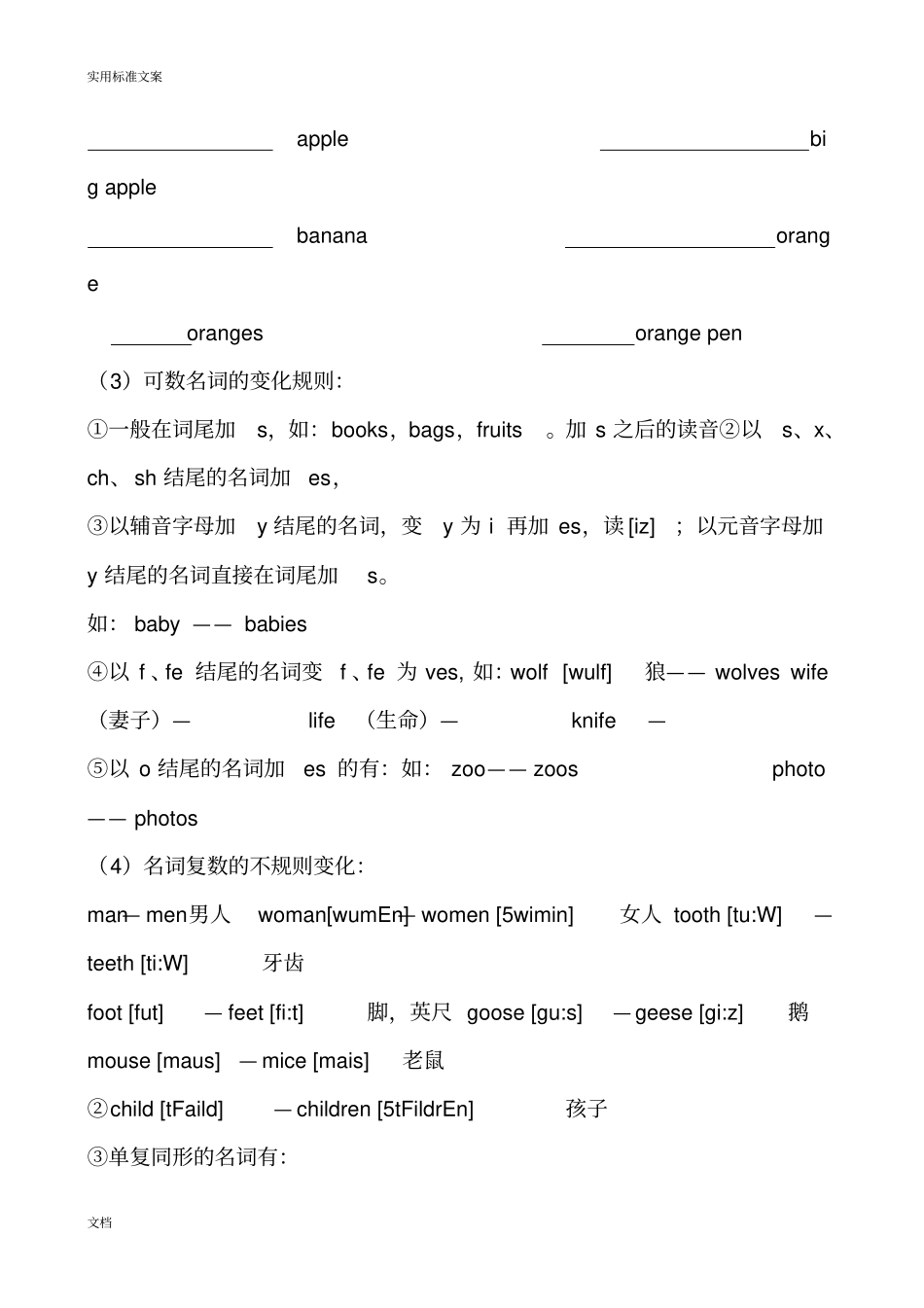 小学英语名词变复数讲解和练习_第3页