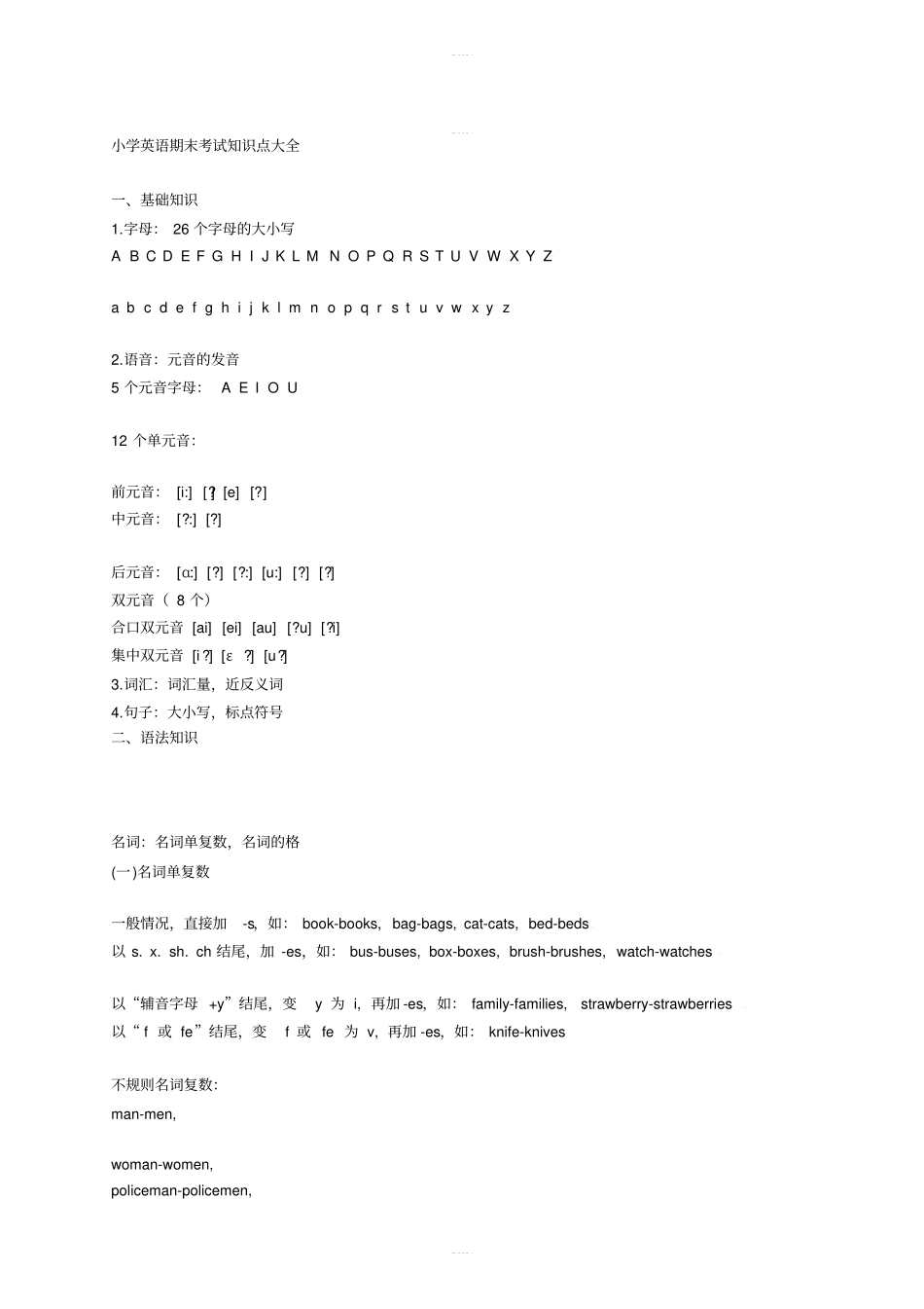 小学英语小升初知识点总结大全_第1页