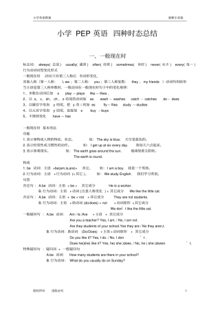 小学英语时态总结