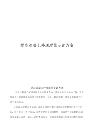 混凝土外观质量专题方案