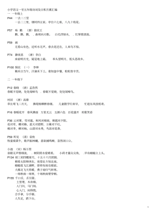 小学语文一至五年级诗词及日积月累汇编