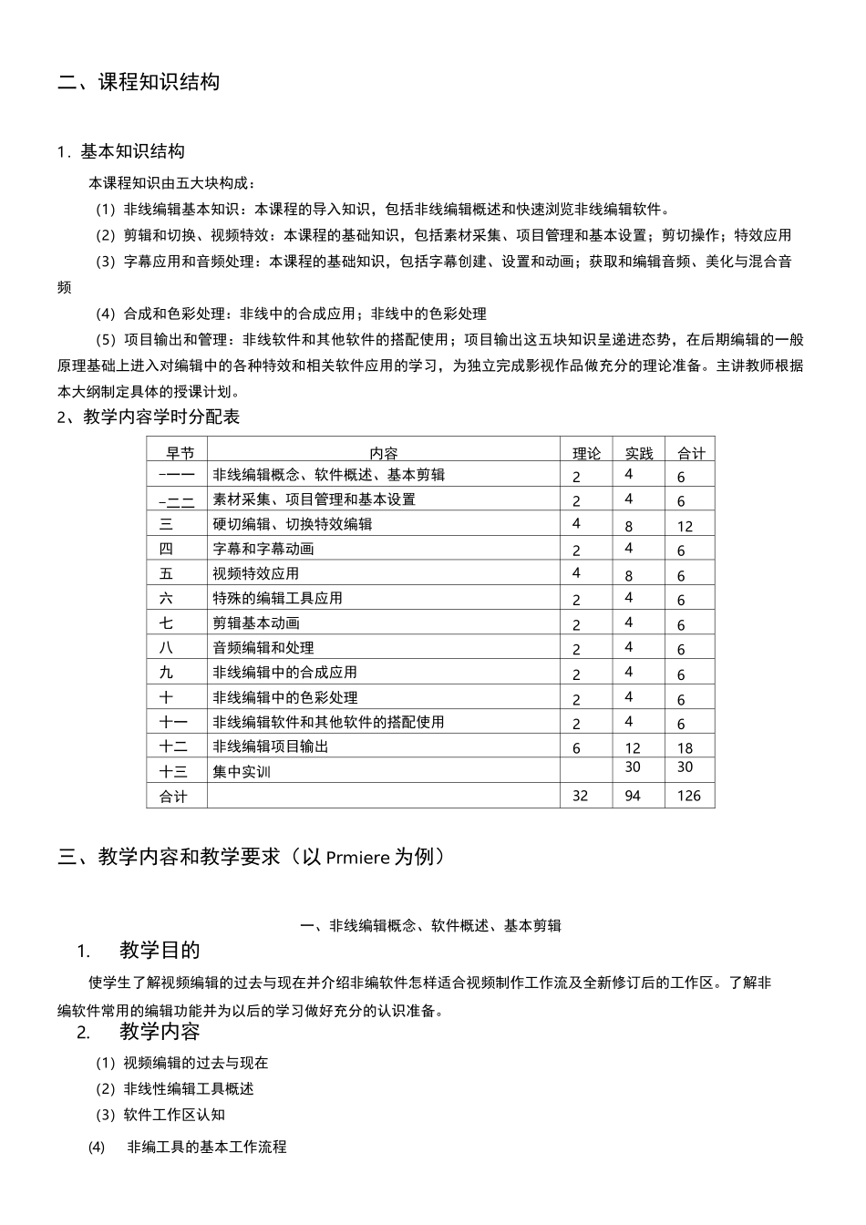 非线性编辑教学大纲_第2页