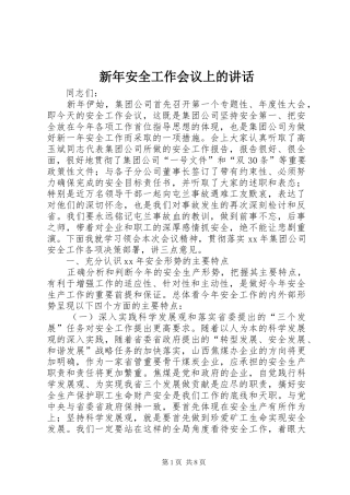 新年安全工作会议上的讲话发言