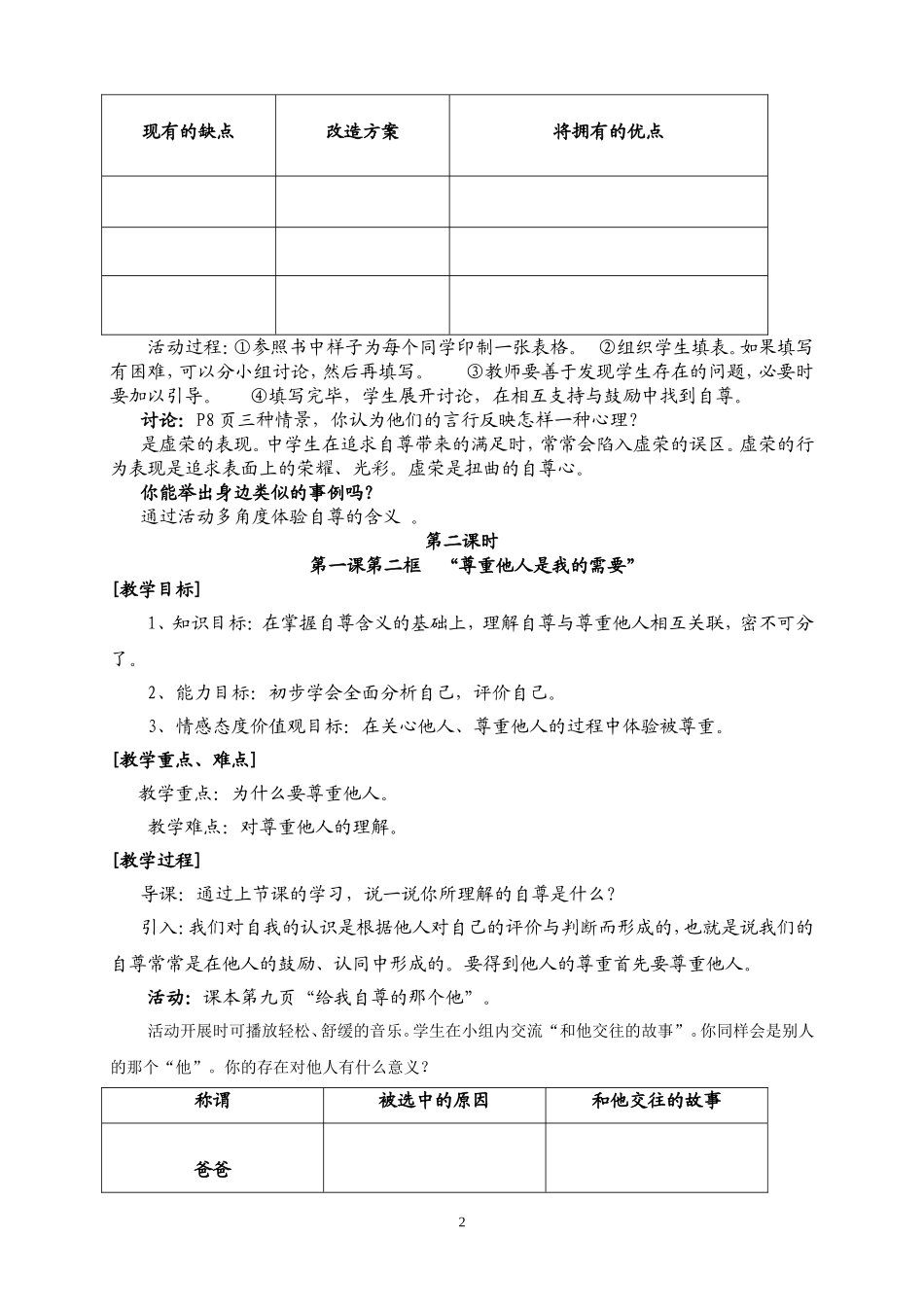 初一政治下册教案全(黄琳）_第2页