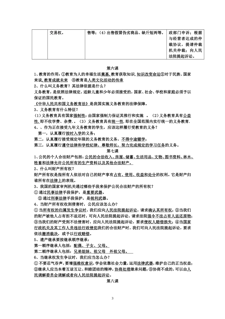 中考第一轮复（八年级下册知识点总结）_第3页