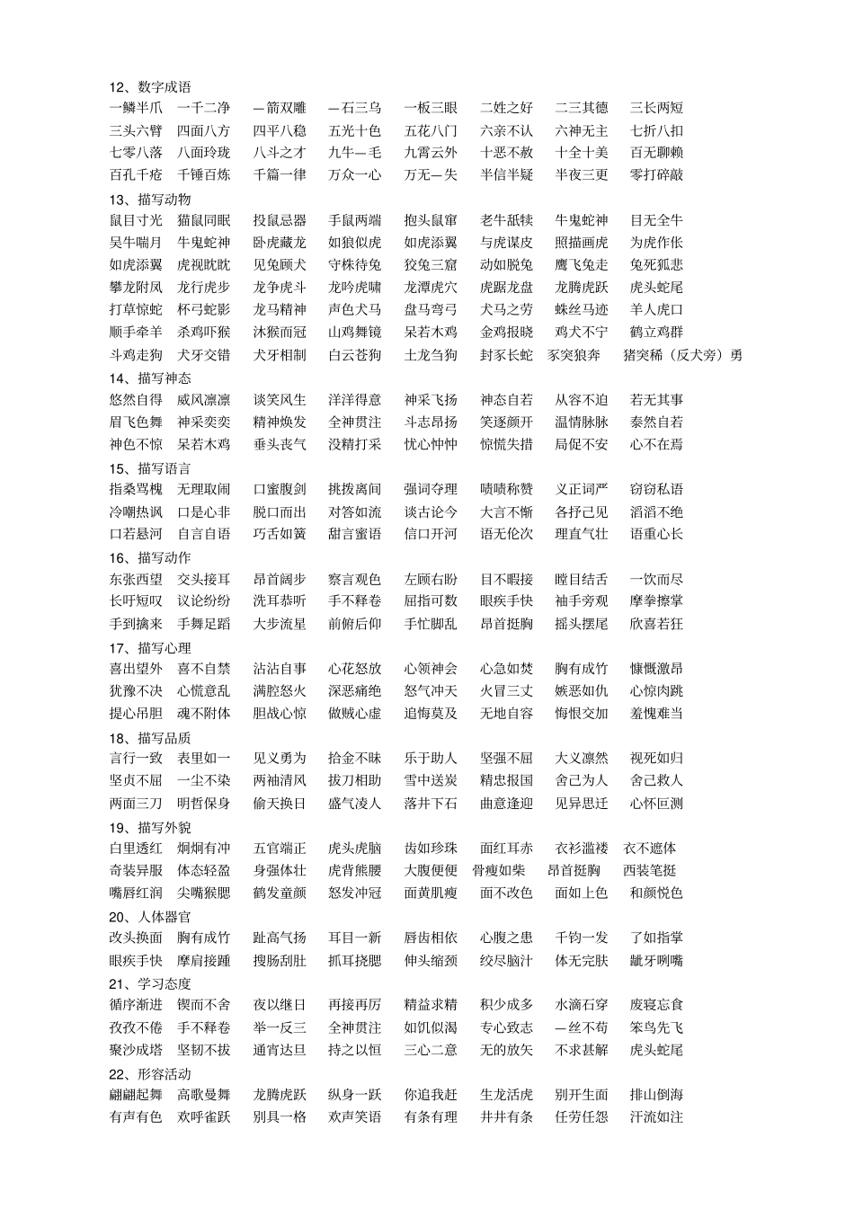 小学语文知识成语归类集锦2_第2页