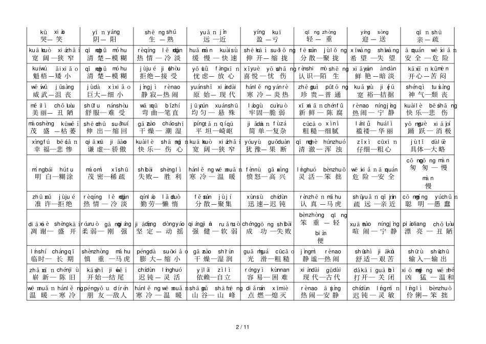 小学近义词反义词大全注音新版_第2页
