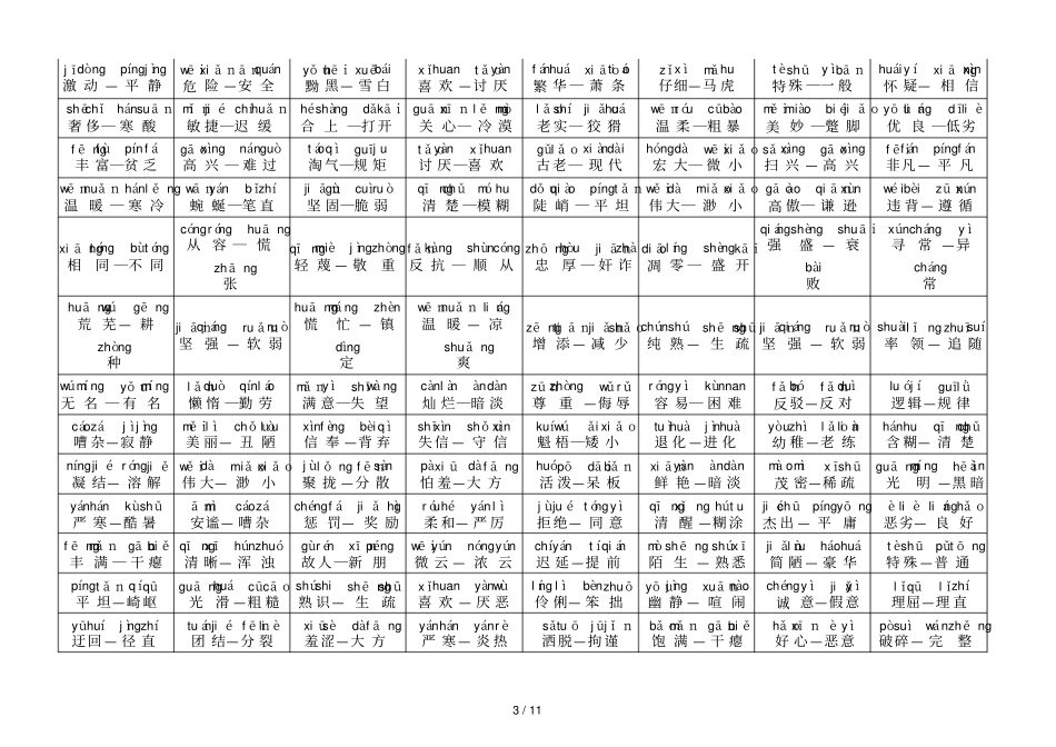 小学近义词反义词大全注音新版_第3页