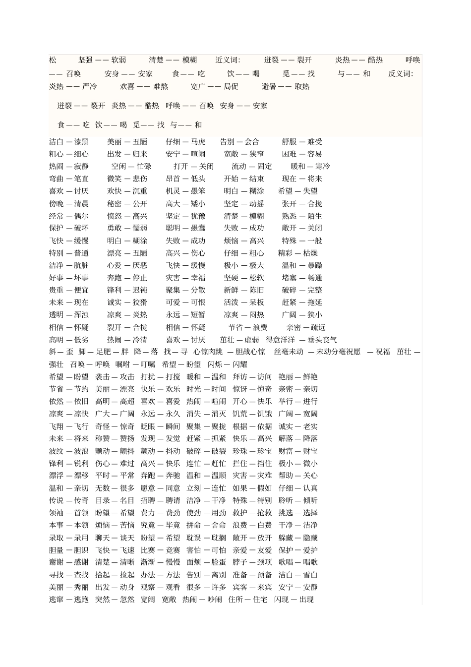 小学近义词反义词大全_第2页