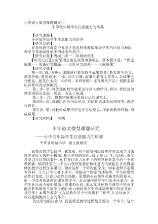 语文微型课题研究
