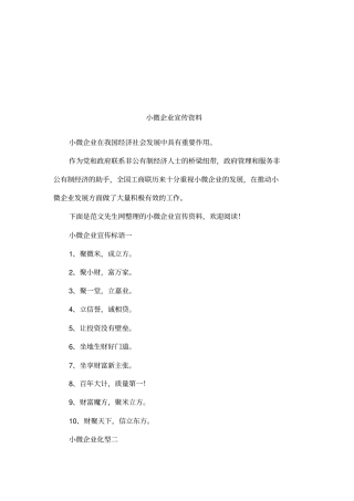 小微企业宣传资料
