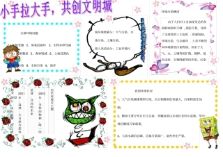 小手拉大手,共创文明城电子手抄报