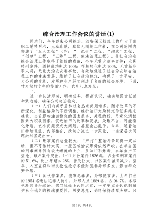 综合治理工作会议的讲话发言(1)