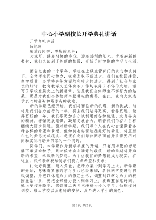 中心小学副校长开学典礼讲话发言