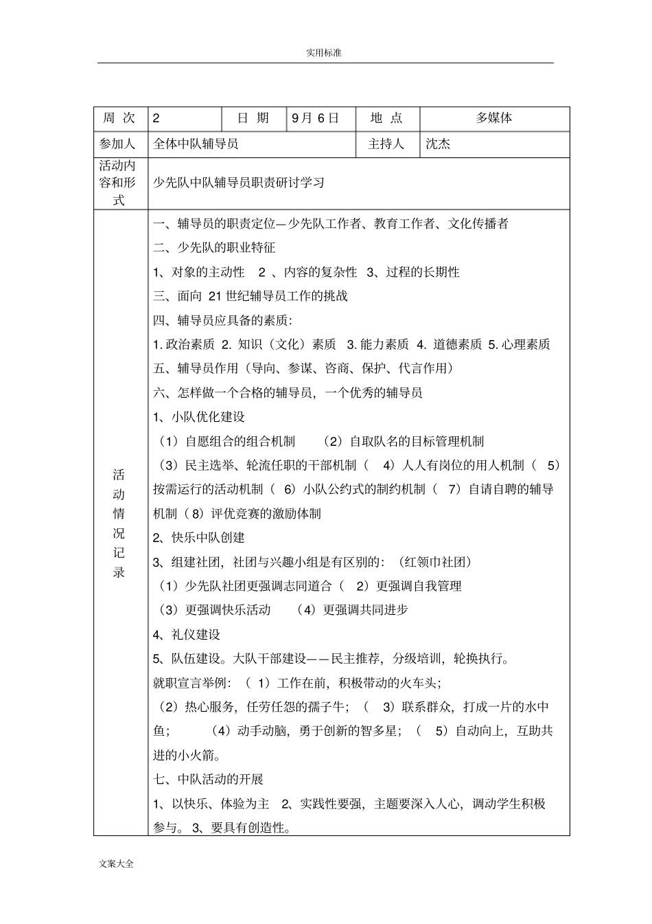 少先队精彩活动教研记录簿_第2页