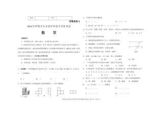 2014年中考数学试题A卷