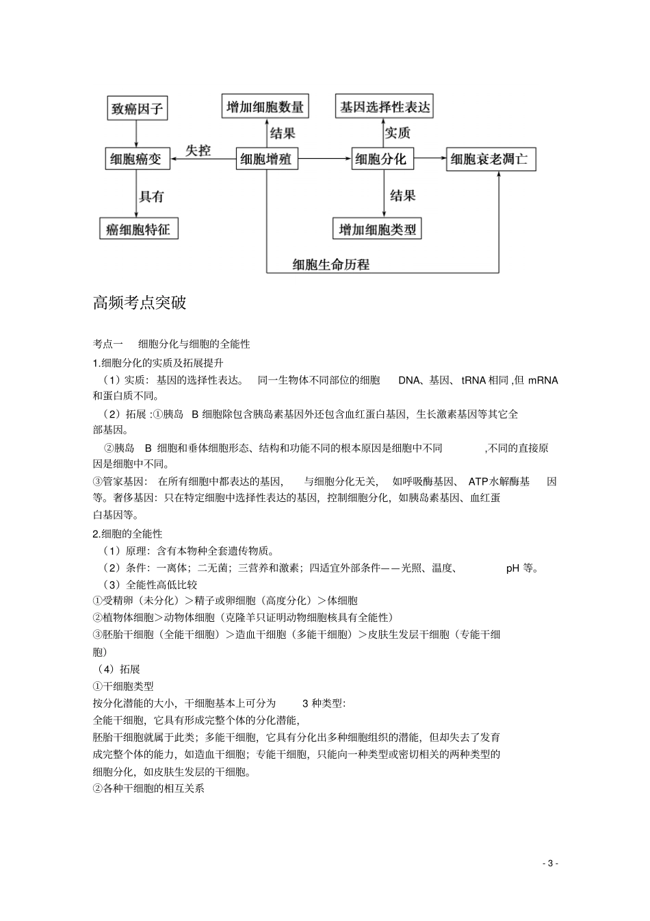 届高三生物一轮复习学案：细胞的分化、衰老、凋亡和癌变_第3页