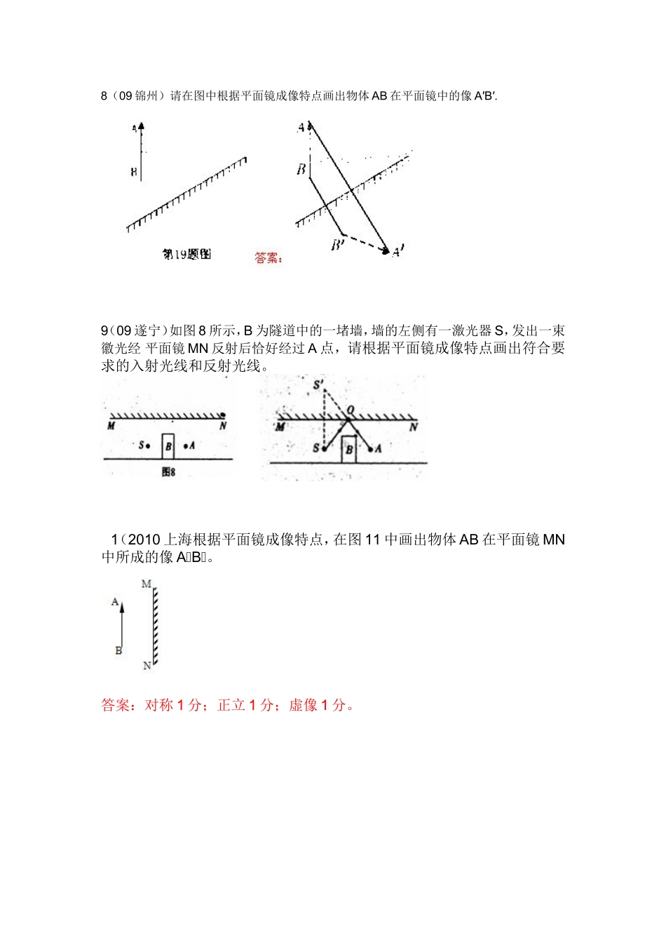 平面镜成像作图题集1_第3页
