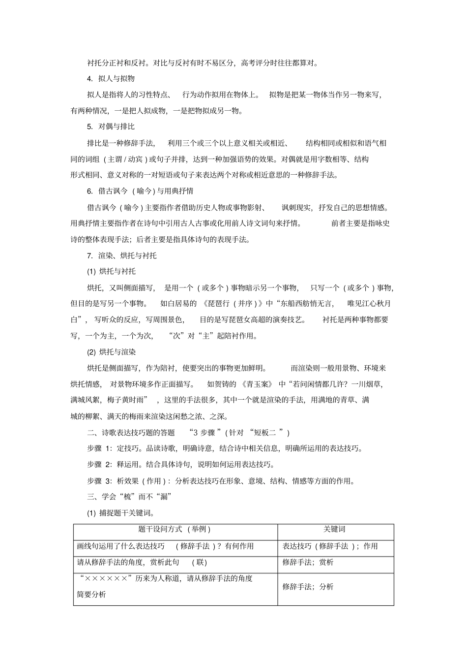 山东专版高考语文古代诗文阅读专题6古代诗歌阅读考点3鉴赏表达技巧教师用书_第3页