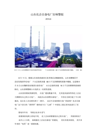 山东化企自备电厂拉响警报-2016剖析