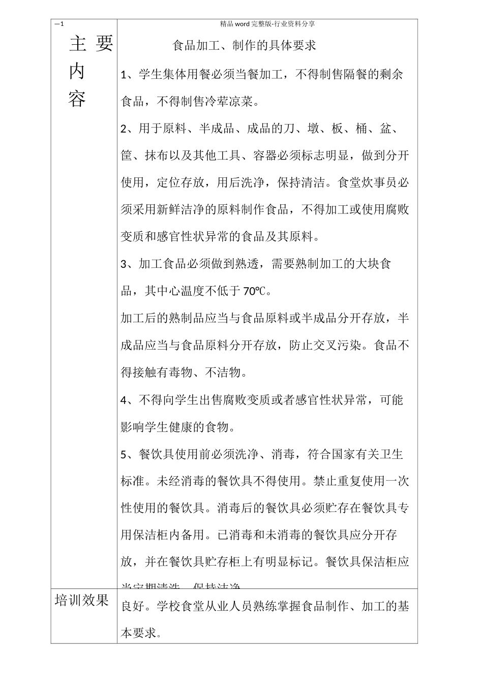 食堂从业人员培训记录表_第3页