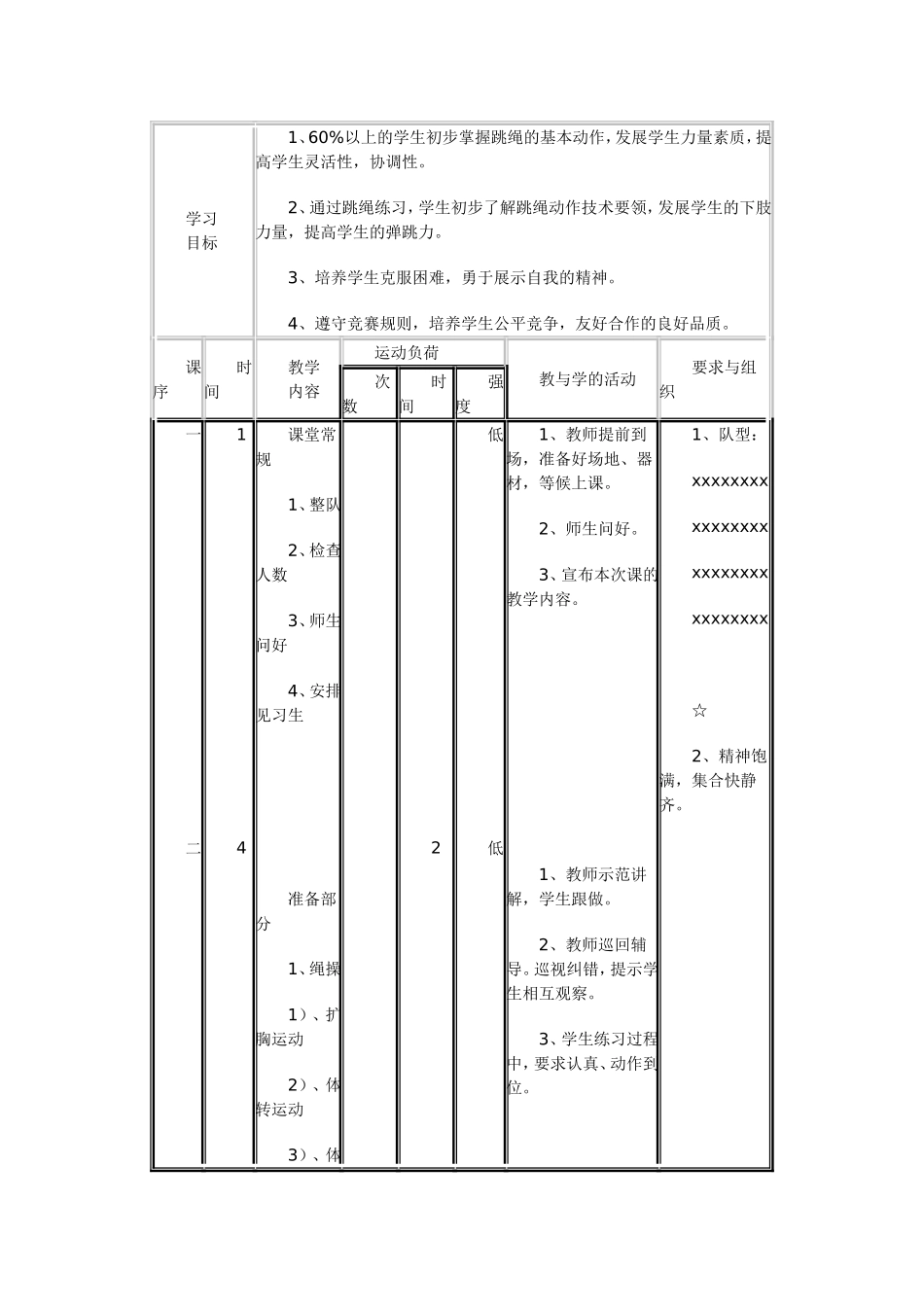 初二体育课跳绳教学设计5_第2页