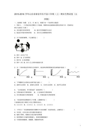 山东泰安东平六年级生物上学期期末试卷含解析新人教版
