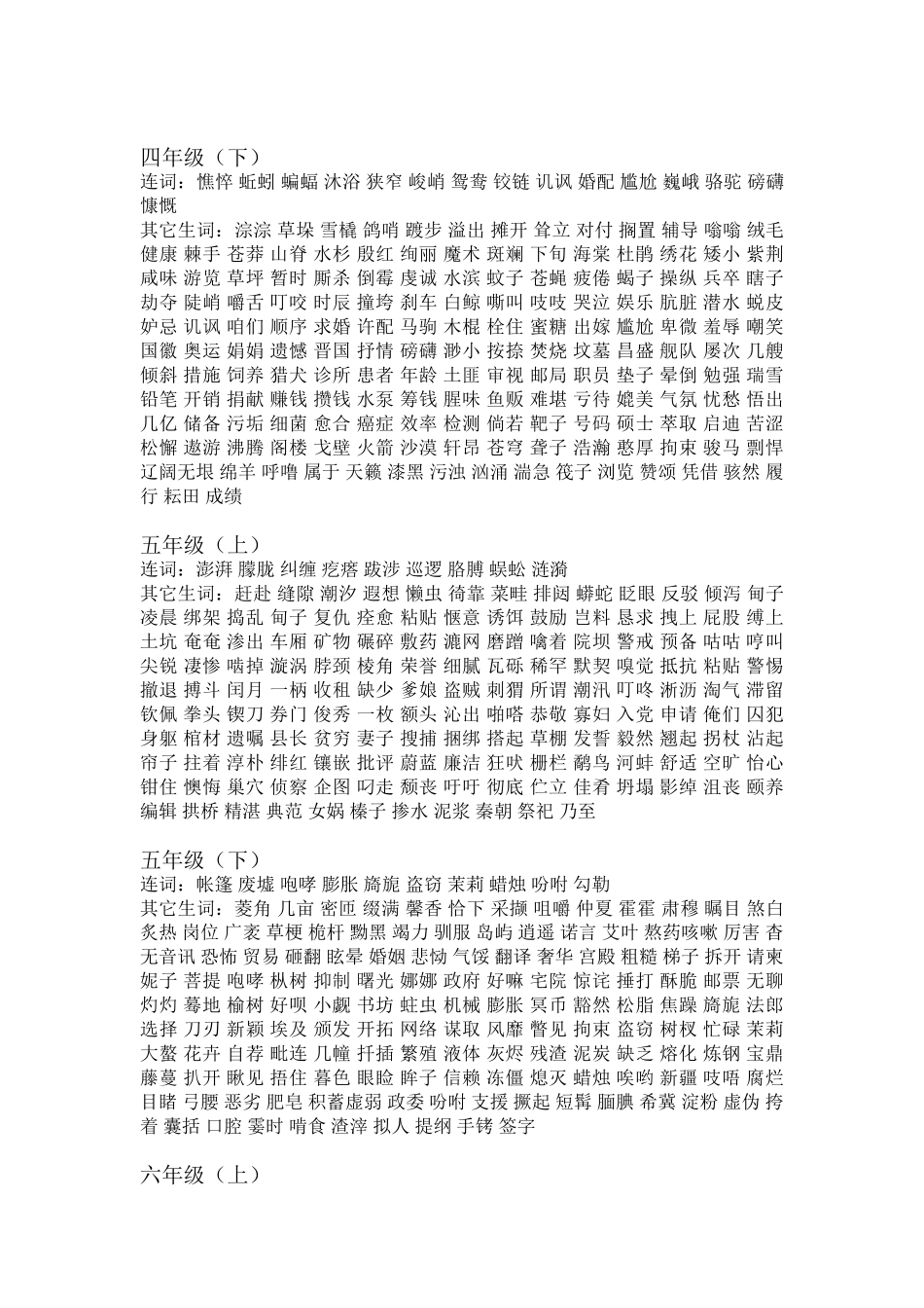 西师版语文1—6年级生词_第3页