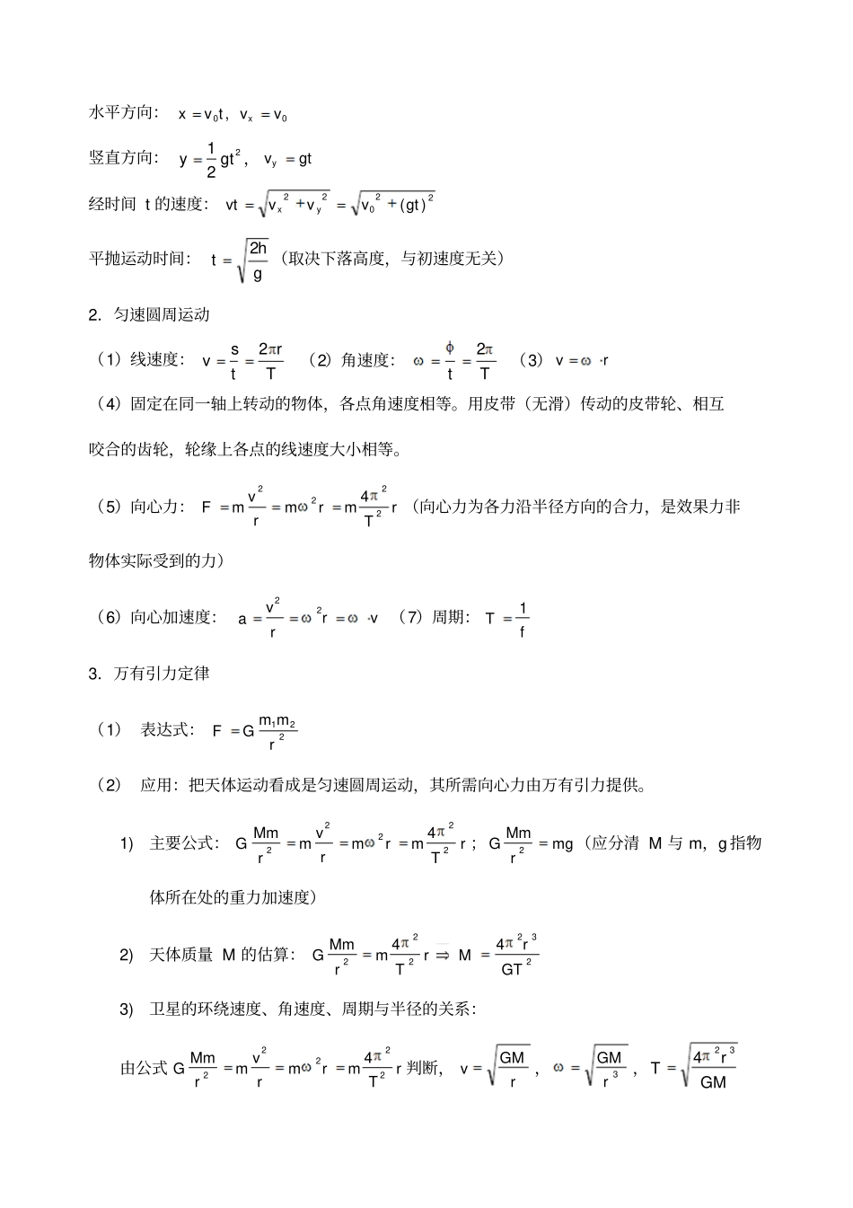 山东版高中物理会考公式整理_第2页