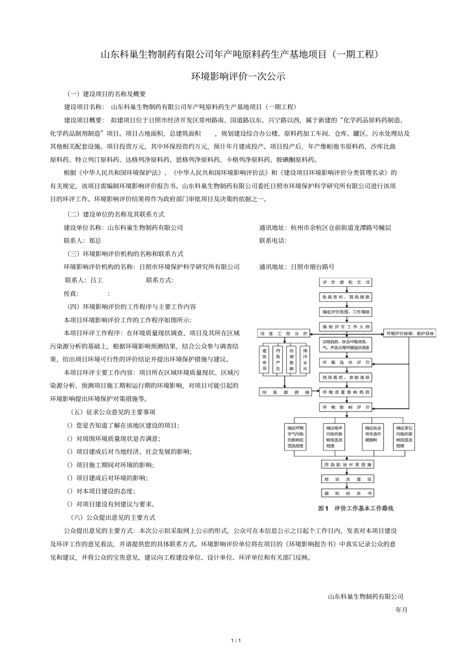 山东科巢生物制药有限公司年产410吨原料药生产基地项目_第1页