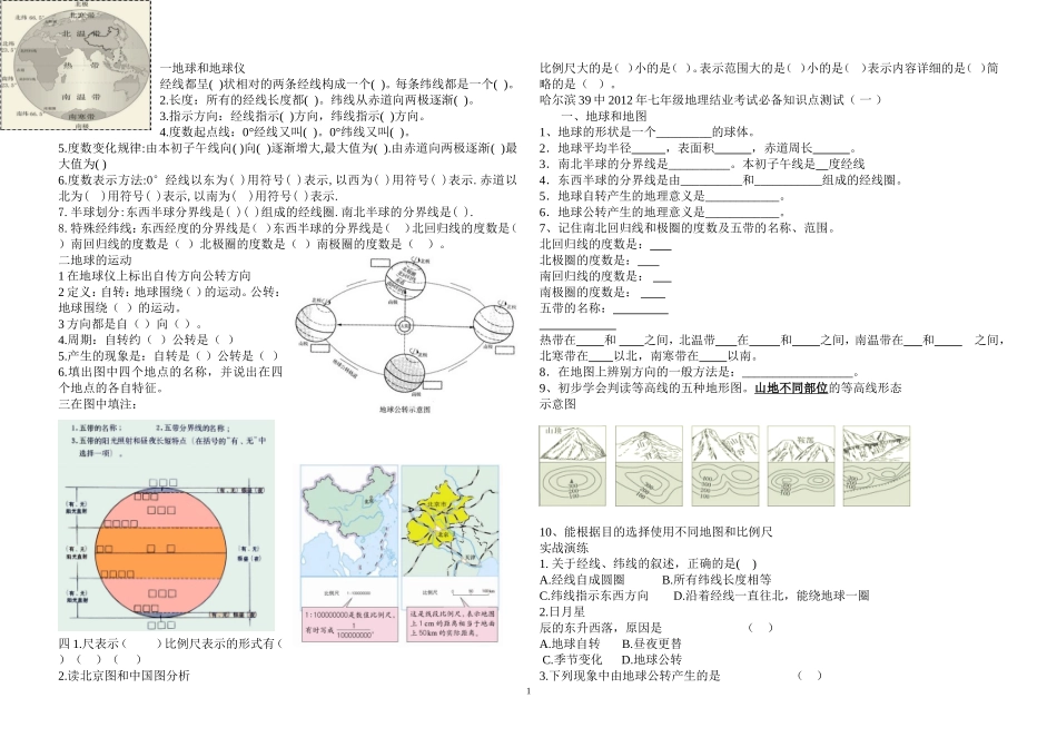2012年七年级地理结业考试必备知识点测试_第1页